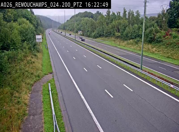 <h2>Webcam E25/A26 à Aywalle, à hauteur de Spa. Vue orientée vers Liège</h2>