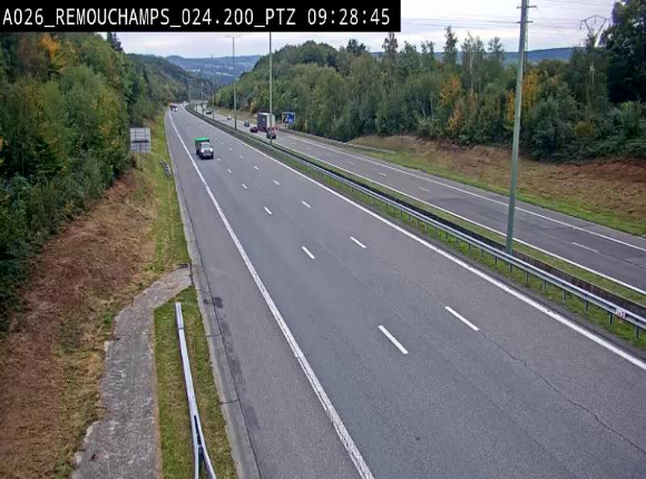 <h2>Webcam E25/A26 à Aywalle, à hauteur de Spa. Vue orientée vers Liège</h2>