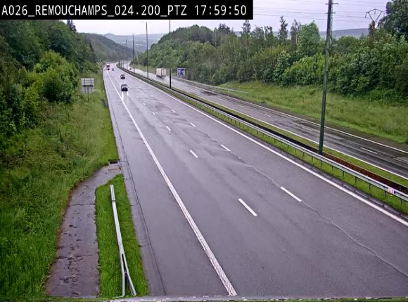<h2>Webcam E25/A26 à Aywalle, à hauteur de Spa. Vue orientée vers Liège</h2>