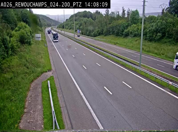 <h2>Webcam E25/A26 à Aywalle, à hauteur de Spa. Vue orientée vers Liège</h2>