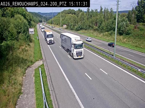 <h2>Webcam E25/A26 à Aywalle, à hauteur de Spa. Vue orientée vers Liège</h2>