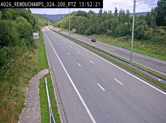 <h2>Webcam E25/A26 à Aywalle, à hauteur de Spa. Vue orientée vers Liège</h2>