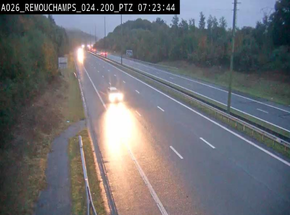 <h2>Webcam E25/A26 à Aywalle, à hauteur de Spa. Vue orientée vers Liège</h2>