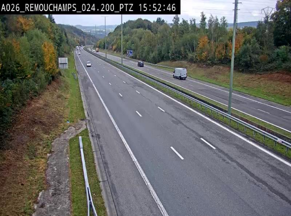 <h2>Webcam E25/A26 à Aywalle, à hauteur de Spa. Vue orientée vers Liège</h2>