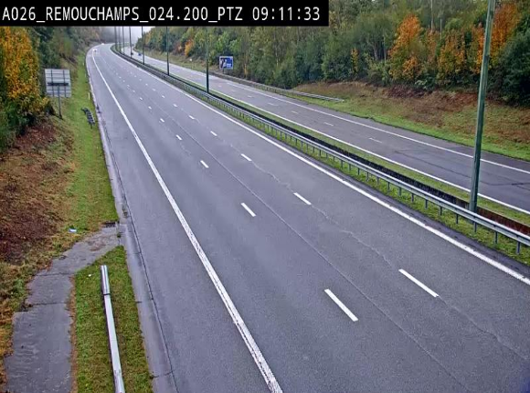 <h2>Webcam E25/A26 à Aywalle, à hauteur de Spa. Vue orientée vers Liège</h2>