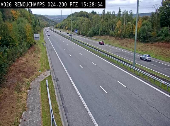 <h2>Webcam E25/A26 à Aywalle, à hauteur de Spa. Vue orientée vers Liège</h2>