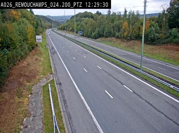 <h2>Webcam E25/A26 à Aywalle, à hauteur de Spa. Vue orientée vers Liège</h2>