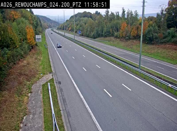<h2>Webcam E25/A26 à Aywalle, à hauteur de Spa. Vue orientée vers Liège</h2>