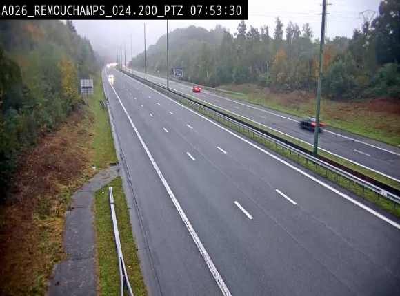 <h2>Webcam E25/A26 à Aywalle, à hauteur de Spa. Vue orientée vers Liège</h2>