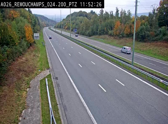 <h2>Webcam E25/A26 à Aywalle, à hauteur de Spa. Vue orientée vers Liège</h2>