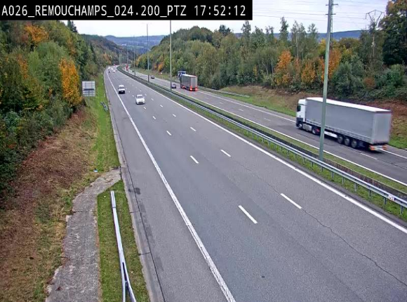 <h2>Webcam E25/A26 à Aywalle, à hauteur de Spa. Vue orientée vers Liège</h2>
