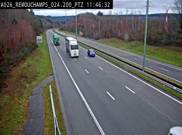 Webcam E25/A26 à Aywalle, à hauteur de Spa. Vue orientée vers Liège