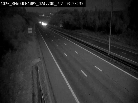 <h2>Webcam E25/A26 à Aywalle, à hauteur de Spa. Vue orientée vers Liège</h2>