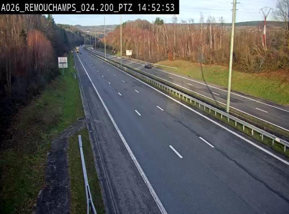 Webcam E25/A26 à Aywalle, à hauteur de Spa. Vue orientée vers Liège