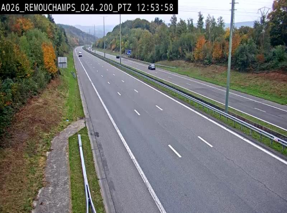 <h2>Webcam E25/A26 à Aywalle, à hauteur de Spa. Vue orientée vers Liège</h2>