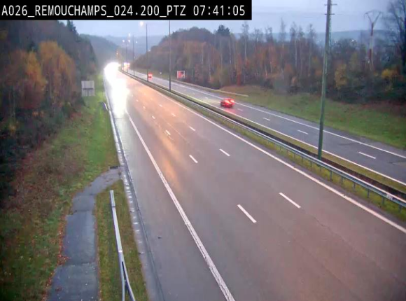 <h2>Webcam E25/A26 à Aywalle, à hauteur de Spa. Vue orientée vers Liège</h2>