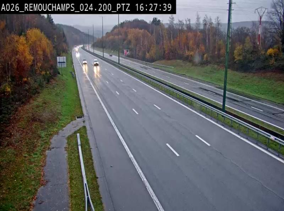 <h2>Webcam E25/A26 à Aywalle, à hauteur de Spa. Vue orientée vers Liège</h2>