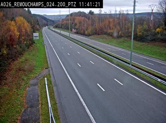 <h2>Webcam E25/A26 à Aywalle, à hauteur de Spa. Vue orientée vers Liège</h2>