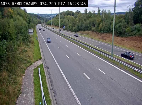 <h2>Webcam E25/A26 à Aywalle, à hauteur de Spa. Vue orientée vers Liège</h2>