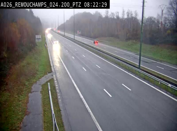 <h2>Webcam E25/A26 à Aywalle, à hauteur de Spa. Vue orientée vers Liège</h2>