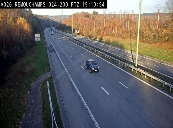 <h2>Webcam E25/A26 à Aywalle, à hauteur de Spa. Vue orientée vers Liège</h2>
