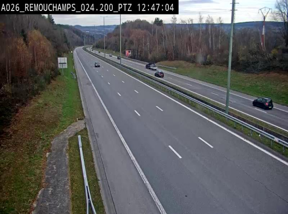 <h2>Webcam E25/A26 à Aywalle, à hauteur de Spa. Vue orientée vers Liège</h2>