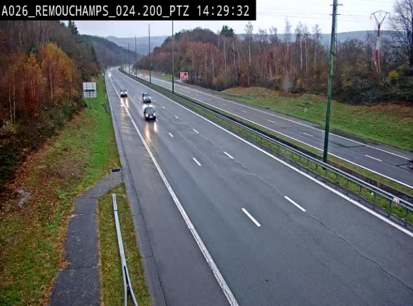 <h2>Webcam E25/A26 à Aywalle, à hauteur de Spa. Vue orientée vers Liège</h2>