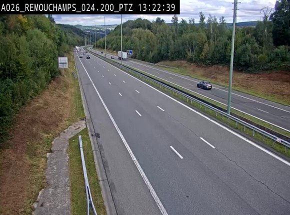 Webcam E25/A26 à Aywalle, à hauteur de Spa. Vue orientée vers Liège