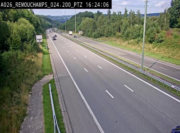 <h2>Webcam E25/A26 à Aywalle, à hauteur de Spa. Vue orientée vers Liège</h2>