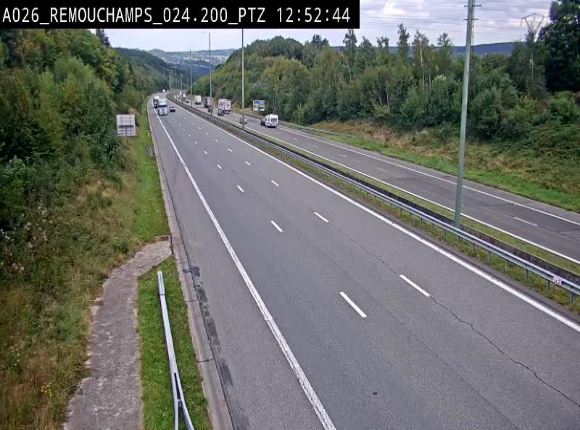 <h2>Webcam E25/A26 à Aywalle, à hauteur de Spa. Vue orientée vers Liège</h2>