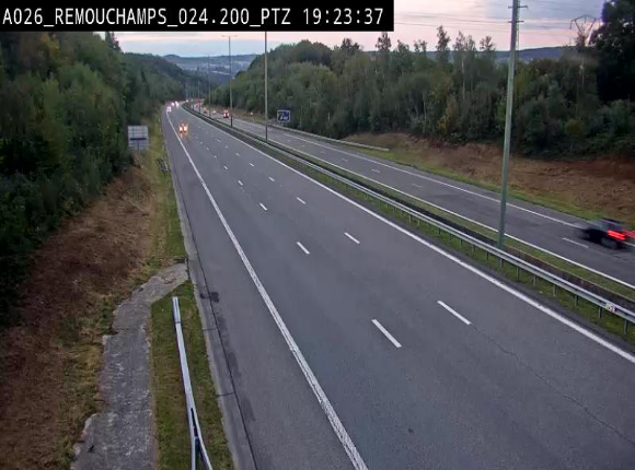 <h2>Webcam E25/A26 à Aywalle, à hauteur de Spa. Vue orientée vers Liège</h2>