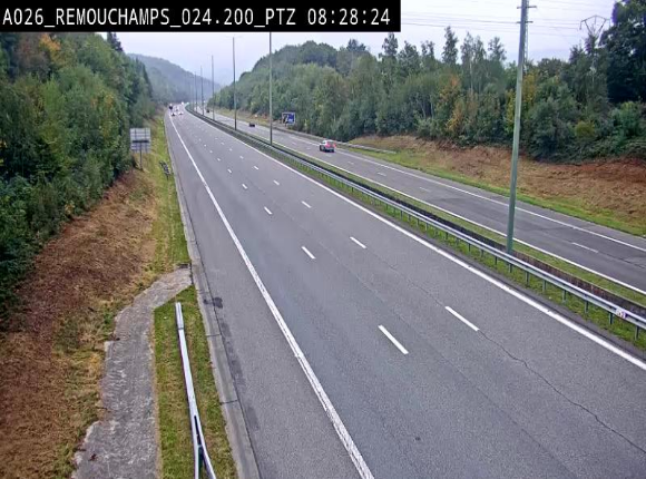 <h2>Webcam E25/A26 à Aywalle, à hauteur de Spa. Vue orientée vers Liège</h2>