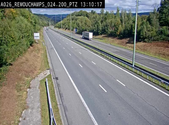 <h2>Webcam E25/A26 à Aywalle, à hauteur de Spa. Vue orientée vers Liège</h2>