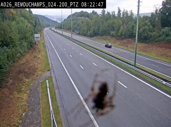 <h2>Webcam E25/A26 à Aywalle, à hauteur de Spa. Vue orientée vers Liège</h2>