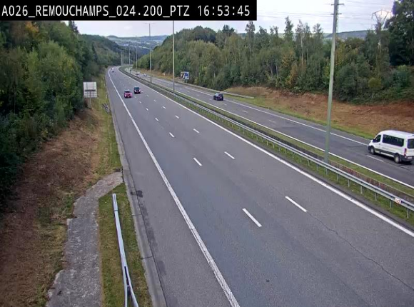 <h2>Webcam E25/A26 à Aywalle, à hauteur de Spa. Vue orientée vers Liège</h2>