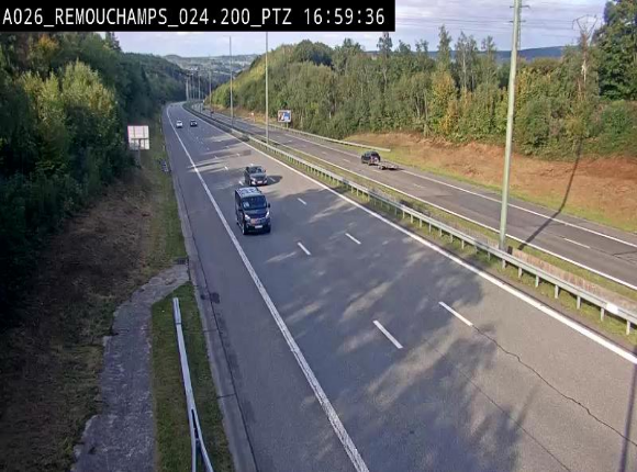 <h2>Webcam E25/A26 à Aywalle, à hauteur de Spa. Vue orientée vers Liège</h2>