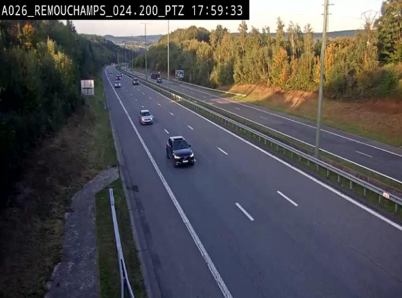 <h2>Webcam E25/A26 à Aywalle, à hauteur de Spa. Vue orientée vers Liège</h2>