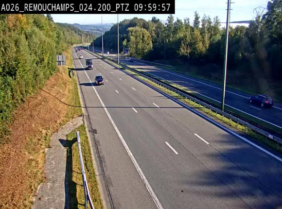 <h2>Webcam E25/A26 à Aywalle, à hauteur de Spa. Vue orientée vers Liège</h2>