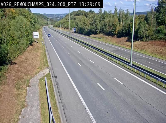 <h2>Webcam E25/A26 à Aywalle, à hauteur de Spa. Vue orientée vers Liège</h2>