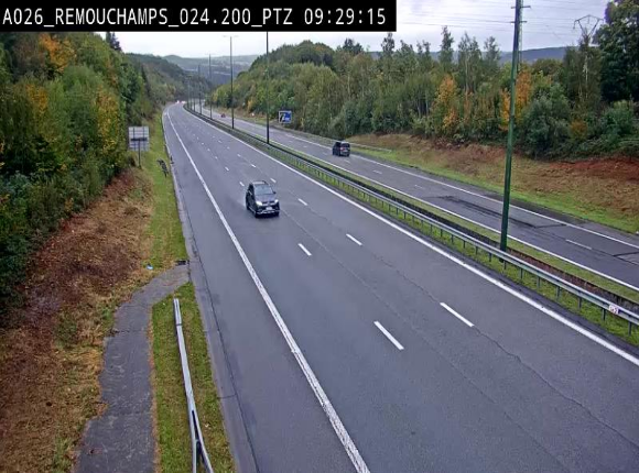 <h2>Webcam E25/A26 à Aywalle, à hauteur de Spa. Vue orientée vers Liège</h2>