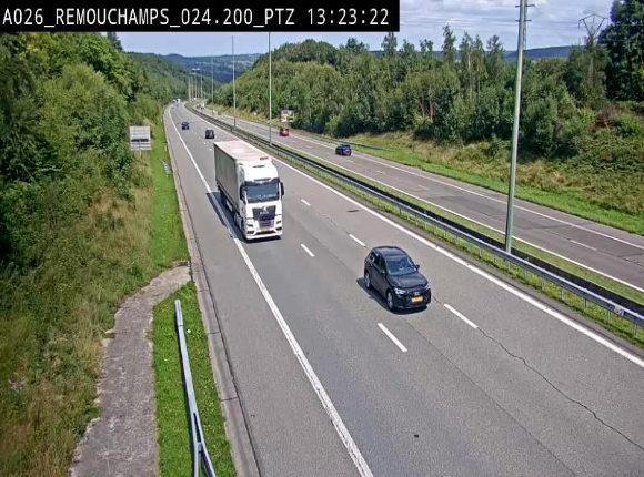 <h2>Webcam E25/A26 à Aywalle, à hauteur de Spa. Vue orientée vers Liège</h2>