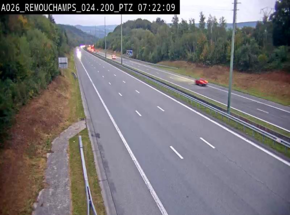 <h2>Webcam E25/A26 à Aywalle, à hauteur de Spa. Vue orientée vers Liège</h2>