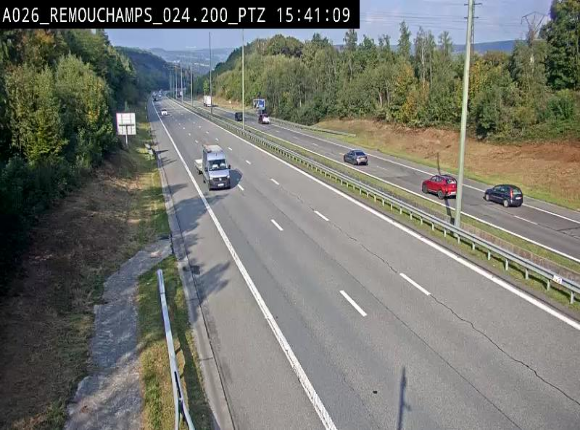 <h2>Webcam E25/A26 à Aywalle, à hauteur de Spa. Vue orientée vers Liège</h2>