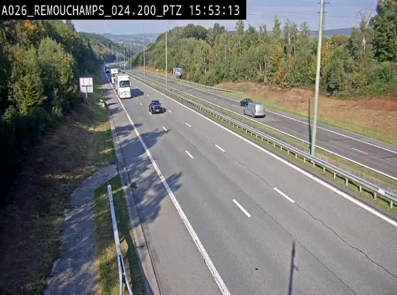 <h2>Webcam E25/A26 à Aywalle, à hauteur de Spa. Vue orientée vers Liège</h2>