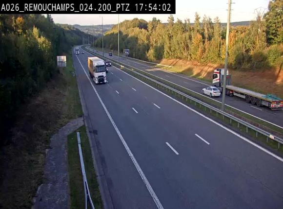 <h2>Webcam E25/A26 à Aywalle, à hauteur de Spa. Vue orientée vers Liège</h2>
