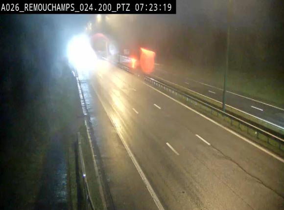 <h2>Webcam E25/A26 à Aywalle, à hauteur de Spa. Vue orientée vers Liège</h2>