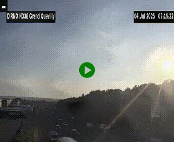Webcam routière sur N338 à hauteur de Grand-Quevilly en périphérie de Rouen. Vue orientée vers Rouen