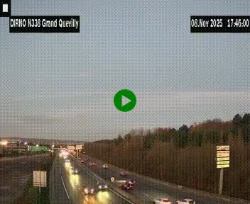 <h2>Webcam routière sur N338 à hauteur de Grand-Quevilly en périphérie de Rouen. Vue orientée vers Rouen</h2>