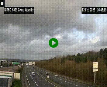 Webcam routière sur N338 à hauteur de Grand-Quevilly en périphérie de Rouen. Vue orientée vers Rouen