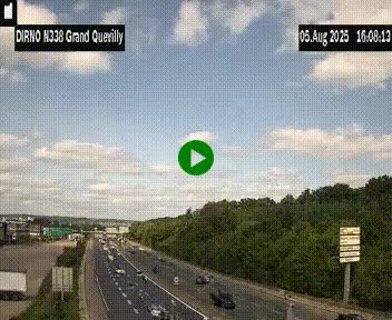 Webcam routière sur N338 à hauteur de Grand-Quevilly en périphérie de Rouen. Vue orientée vers Rouen
